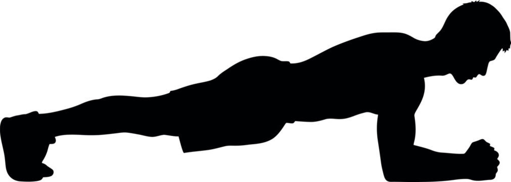 Sports silhouette of a person doing a plank exercise