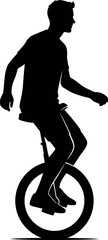 Sports silhouette of a man riding a unicycle in balance © graphixarrow