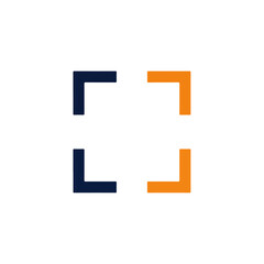 Obraz premium Abstract Square Frame Logo with Blue and Orange Colors