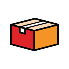 Delivery Box Icon with Red and Orange Sides