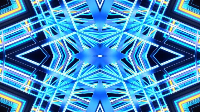 Blue and Yellow Square Output Kaleidoscope Background VJ Loop in 4K