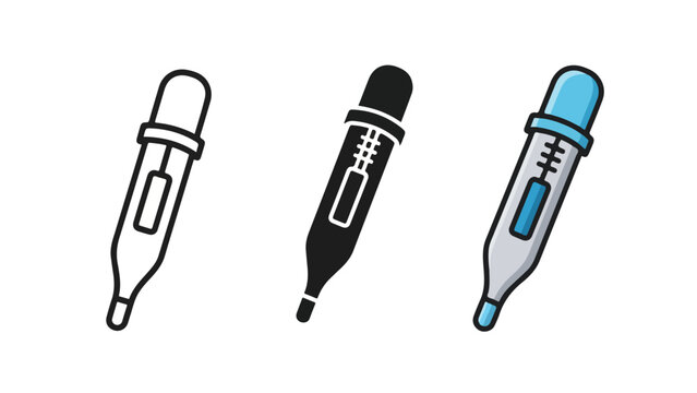 Paperclip pencil thermometer flat design vector illustration - Flat Design Icon. line icon set - Icon vector - Blue icon vector. Clipart. Icon collection - Line and glyph solid icon and logo template