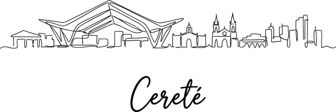 Minimalist Cerete Colombia city skyline continuous one line drawing vector illustration