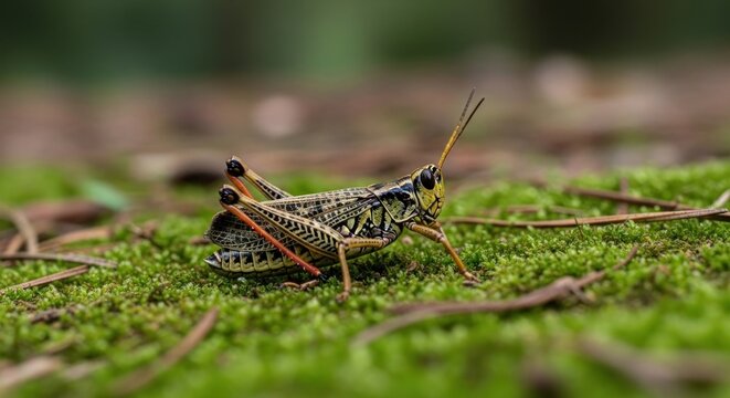 grasshopper sitting on a grass