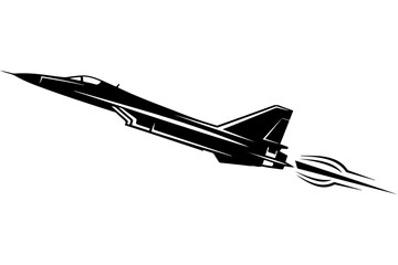 Black Outline Vector Illustration of a Supersonic Jet Aircraft © sumayagfx