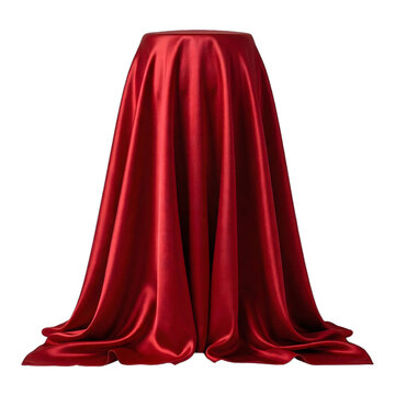 Red Cloth Cover Draped Over Object Isolated on Background