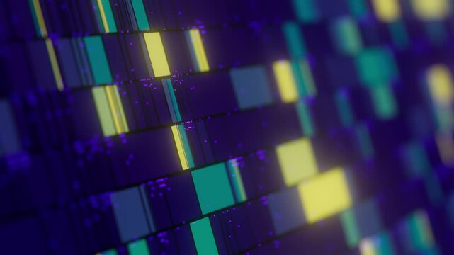 Abstract Data sorting Ai algorithm visualization. Big Data processed by Neural Network. Artificial Intelligence data flow analysis. Quantum technology processor.