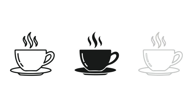 Three coffee cups steam vector illustration flat design - Flat Design Icon. line icon set - Icon vector - Blue icon vector. Clipart. Icon collection - Line and glyph solid icon and logo template