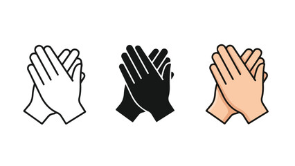 Obraz premium Three hands raised vector illustration flat design - Flat Design Icon. line icon set - Icon vector - Blue icon vector. Clipart. Icon collection - Line and glyph solid icon and logo template