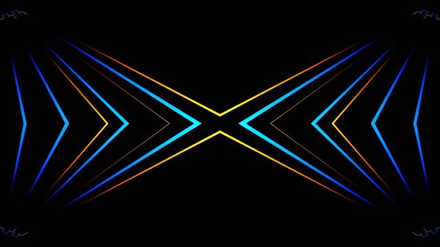 Orange and Blue Neon Light in Frame Kaleidoscope Background VJ Loop in 4K