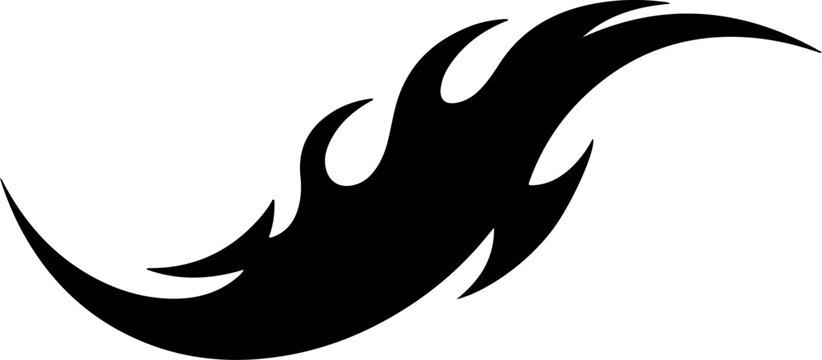 Abstract black flame silhouette, a dynamic stylized graphic conveying powerful energy and modern design