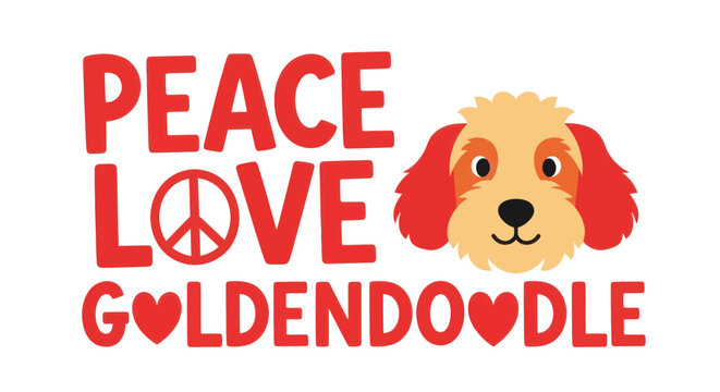 Peace Love Goldendoodle Dog Cartoon Art
