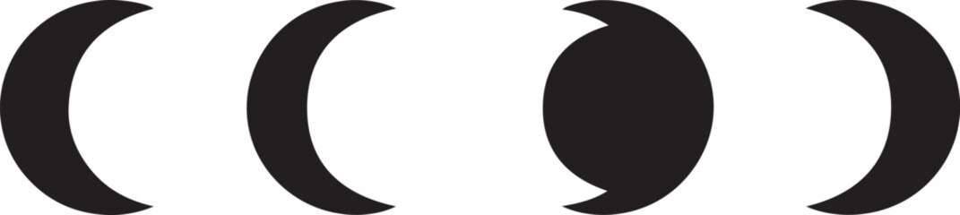 Moon crescent icon set. Half moon filled vector icon sign symbol silhouette icon set © Hasho 