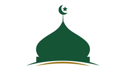 Elegant mosque dome with crescent moon and star on top © logo master