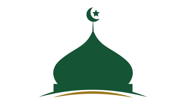 Elegant mosque dome with crescent moon and star on top