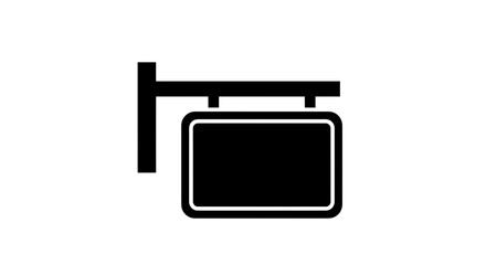 Hanging black sign icon, blank billboard, empty board, vector graphic