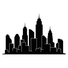 Obraz premium City Skyline Silhouette Modern Buildings.