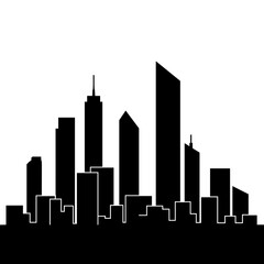 Obraz premium City Skyline Silhouette Modern Skyscrapers 2.