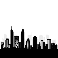Obraz premium City Skyline Silhouette Skyscrapers Urban Landscape 3.