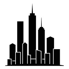 Obraz premium City Skyline Silhouette Skyscrapers Urban Landscape.