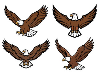 Fototapeta premium Classic American bald eagle with wings spread Vector