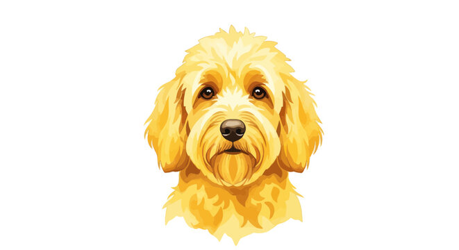 Golden Retriever Puppy Portrait - Adorable Dog Face Illustration