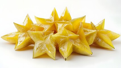 Fototapeta premium Freshly sliced starfruit arranged in a star pattern