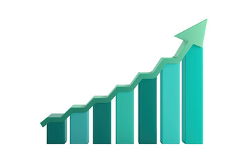 Growing business bar chart with upward arrow showing financial profit, positive trend, and investment success