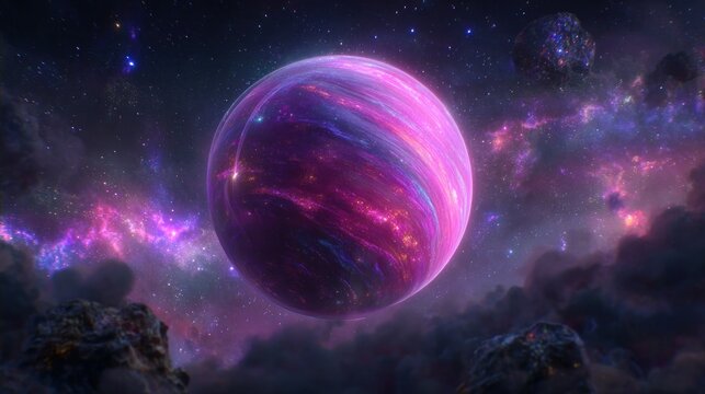 Cosmic planet in space with nebulae stars and astounding visuals