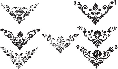 Fototapeta premium Set of elegant floral ornaments and filigree flourishes for decorative design.