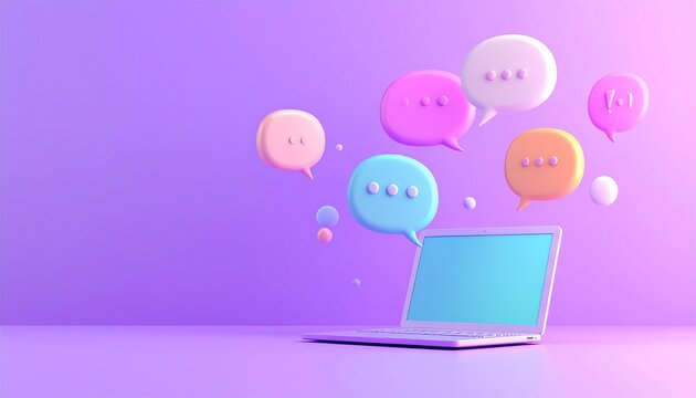 インターネット上の議論やコメントをイメージした3D風の吹き出しイラスト