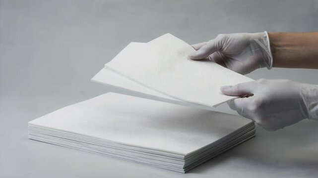 Medium shot of carrier sheets with functional antislip coating demonstrating ease of handling and improved friction during packaging.