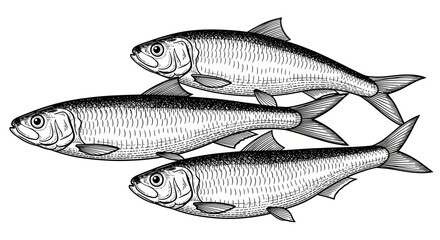 School of Sardines Swimming Together Artistic Illustration © nad