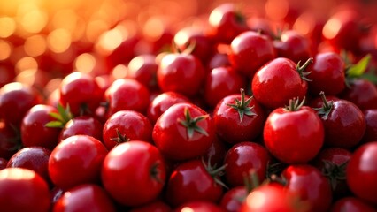 Close up shots of dense red fruits