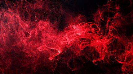 Abstract red smoke swirling on dark black background creating dramatic artistic texture.