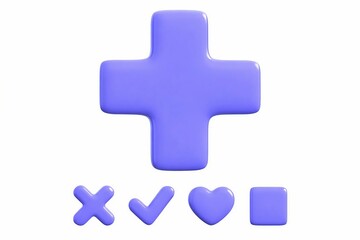 Obraz premium Medical cross symbol with checkmark, heart and icons, healthcare concept