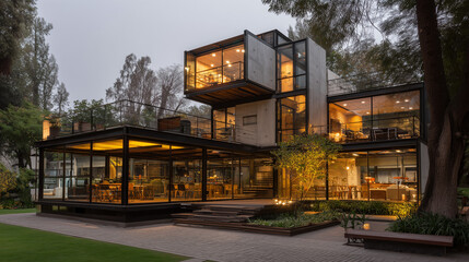 Building with interior and exterior