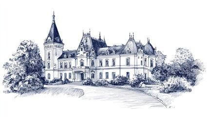 Fototapeta premium Ornate castle illustration