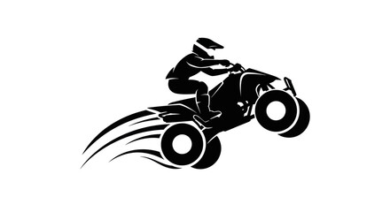 Quad bike rider silhouette performing a jump with motion trails © nia