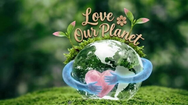 Green planet earth with leaves and trees symbolizing save the world environmental protection concept