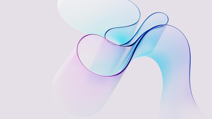 Glass iridescent ribbon wave flowing across white background. Minimal tech aesthetic futuristic fluid geometry for marketing banner and technology presentation. 3d rendering © vpanteon