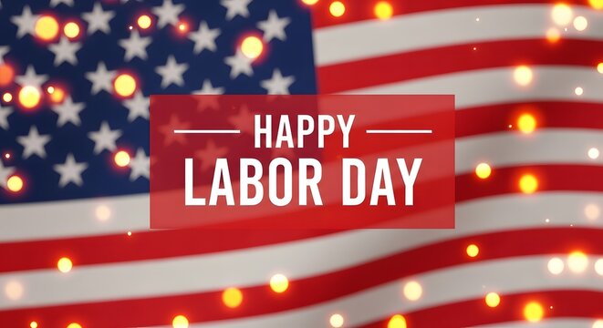 Happy labor day celebration with american flag background