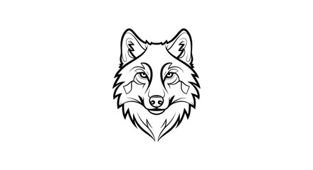 Obraz premium Graphic illustration of a wolf head line art, minimalist, tribal design
