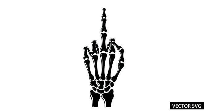 Skeleton Hand Flipping Off - Vector Illustration