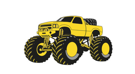 Yellow Monster Truck with Large Tires - Vector Illustration © rahma