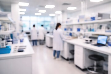 Obraz premium Blurred Modern Scientific Research Laboratory Background