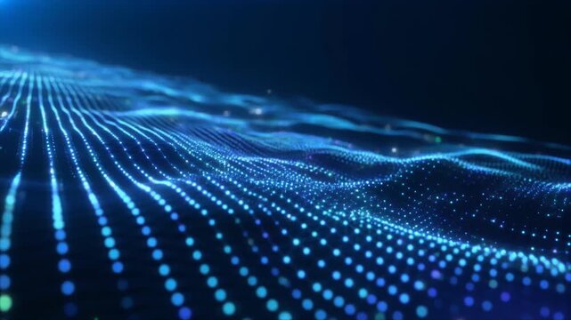Futuristic looping seamless connecting glowing dots forming digital mesh futuristic motion surreal ambience cascading softly abstract cinematic loop