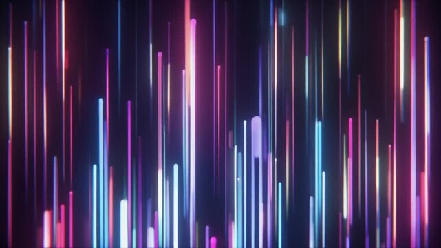 Futuristic looping scrolling holographic background glowing particles forming vertical streams soft motion seamless surreal ambience cascading softly abstract cinematic loop