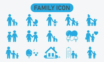 Fototapeta premium Family and Love Line Editable Icons set. Vector illustration in modern thin line style of relationships related icons. Traditional couple, family members, symbols of love, and more.