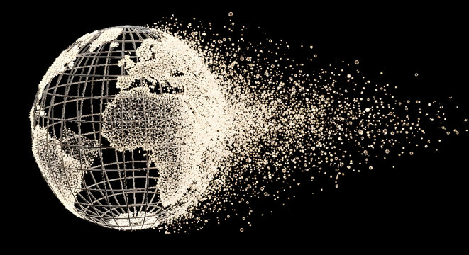 The disintegration of a planet into dust, a visual representation of the concept of destruction.